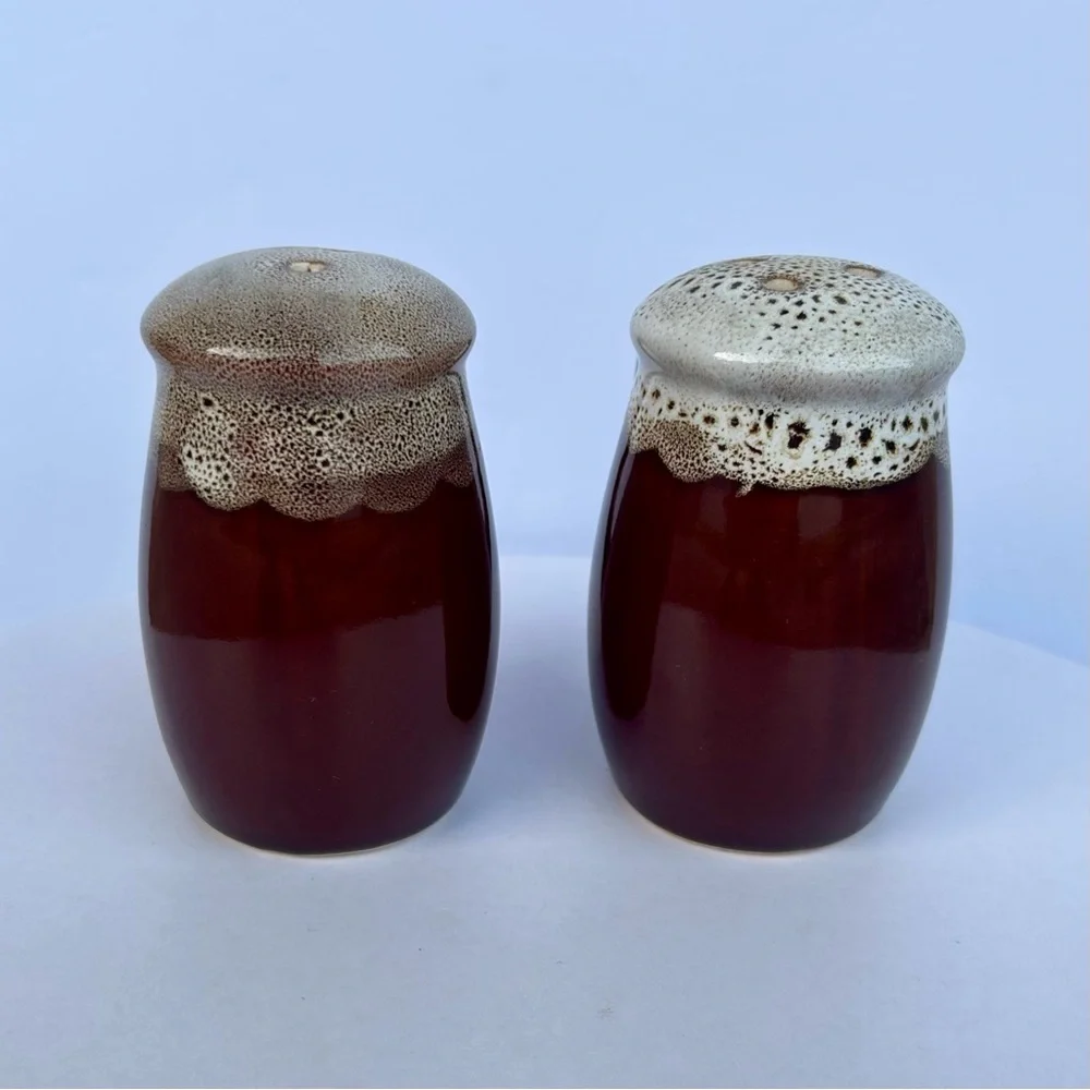 Brown Ceramic Salt and Pepper Shakers Cottage Series